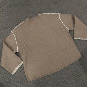 Tan Women’s Sweater Cream Stitching